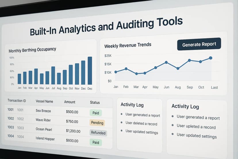 Built-In Analytics and Auditing Tools in Anchor marina management software